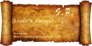 Izsák Patony névjegykártya